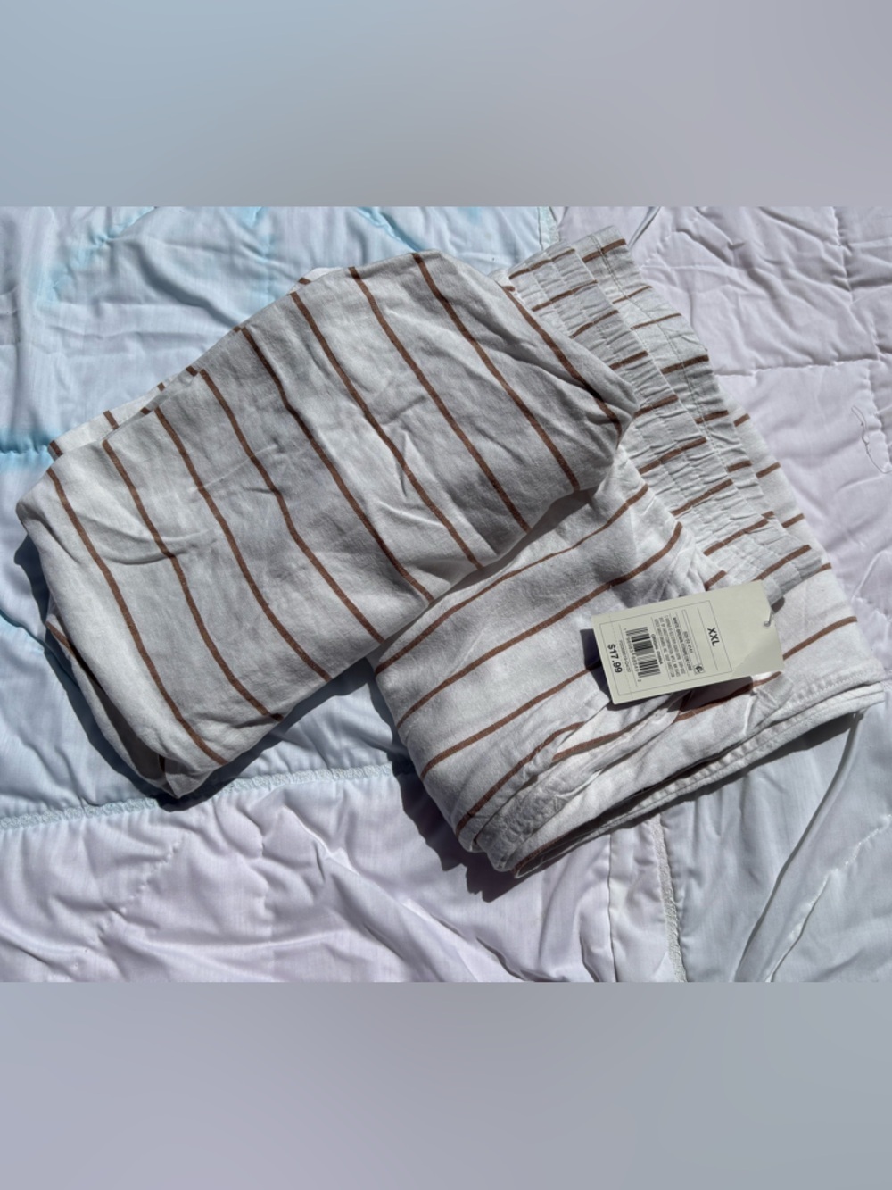 stars above linen/rayon blend White with Brown Striped Lounge Pajama Pants